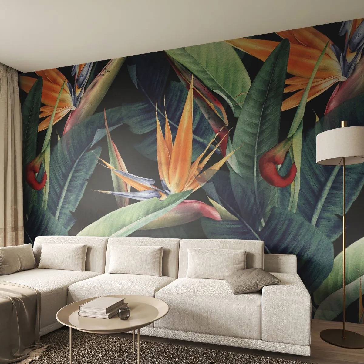 Self-Adhesive Photo Wallpaper Deluxe Sticker - Flaming Flowers of the Tropics - Strelitzia Royal, Flower, Africa - 100x70 cm
