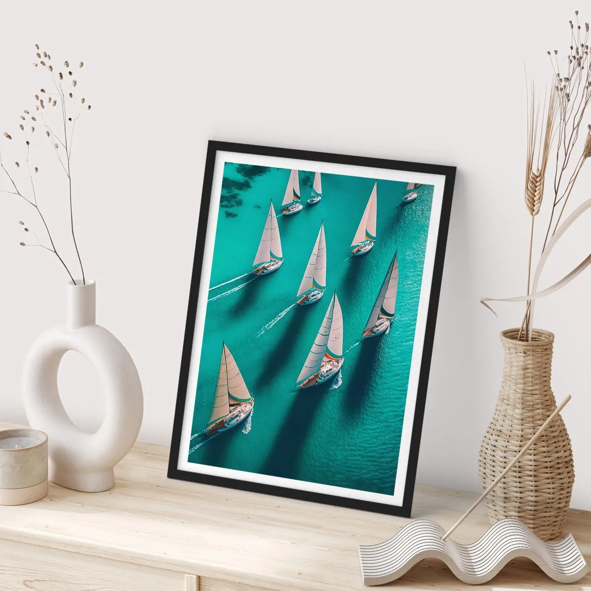 Poster in black frame - Competing with the Wind - 61x91 cm