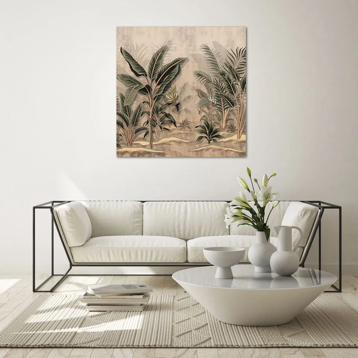 Glass picture - Engraving in Colonial Style - 30x30 cm