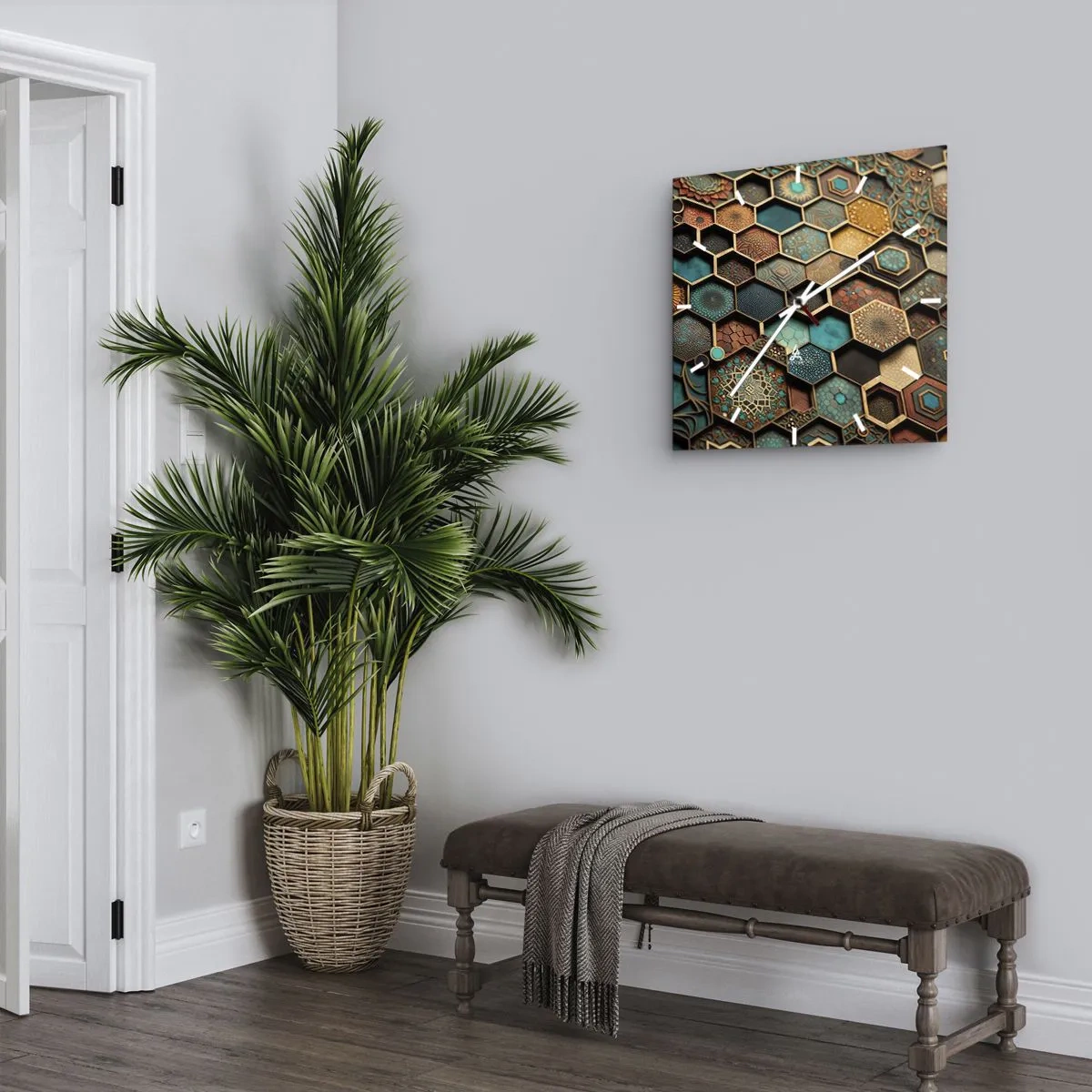 Wall clock - Clock on glass - Arabic Ornaments - Variation - 40x40 cm