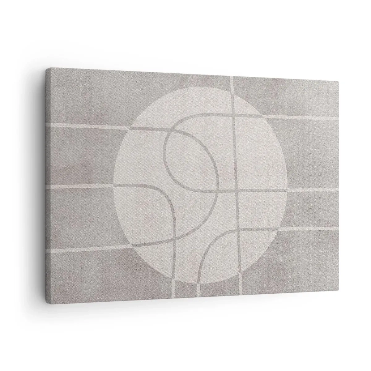 Canvas picture - Geometric pattern in shades of gray and white - 70x50cm - Circular and Straight - Modern wall decoration for the living room and bedroom ARTTOR