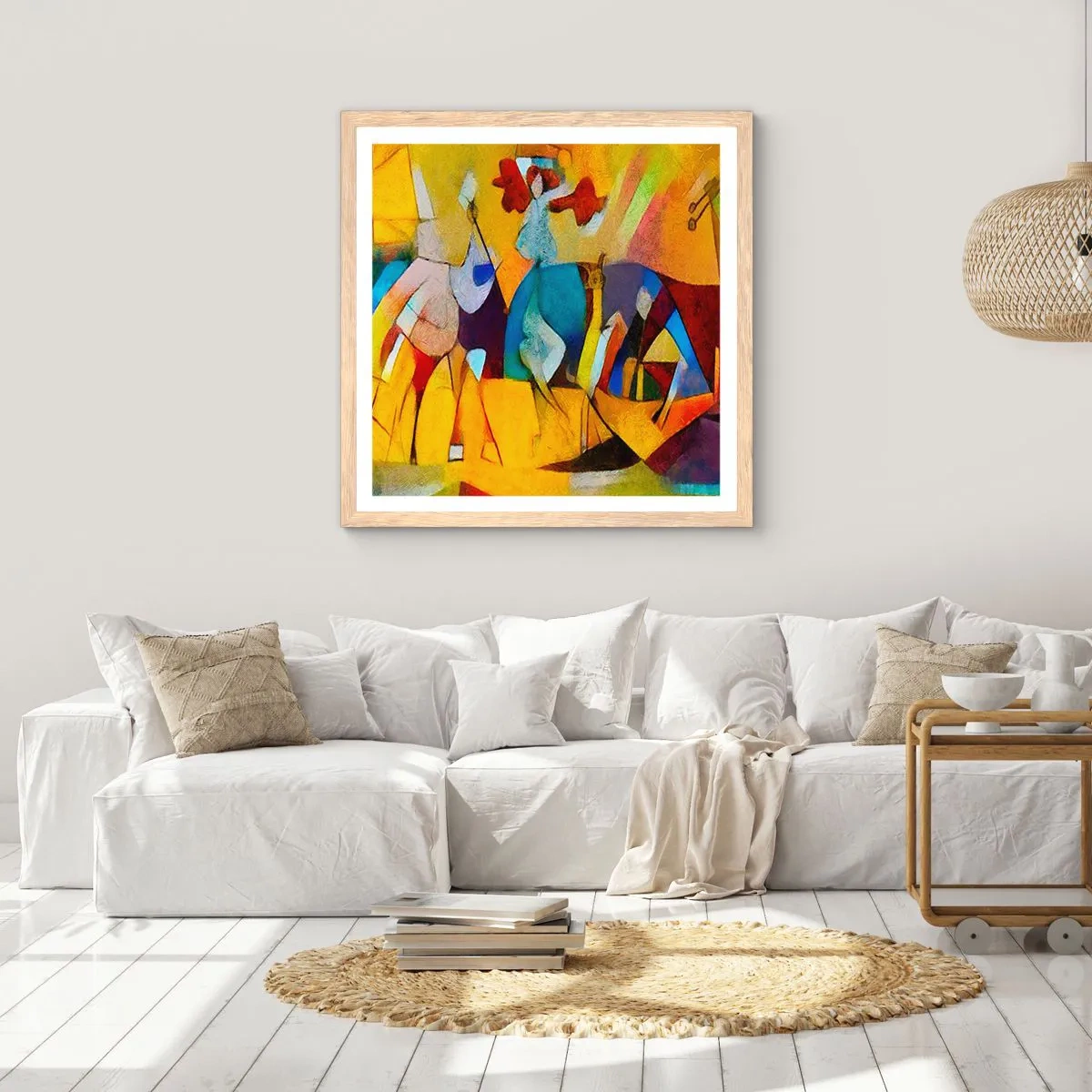 Poster in light oak frame - Sun -Life - Happiness - 60x60 cm
