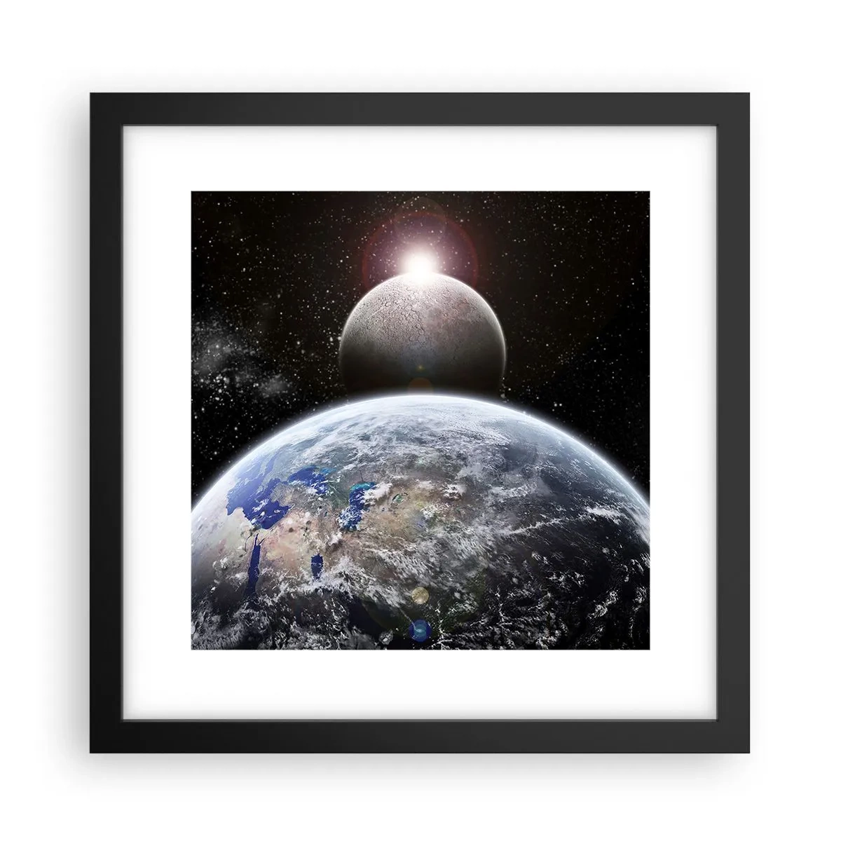 Poster in black frame - Space Landscape - Sunrise - 30x30 cm
