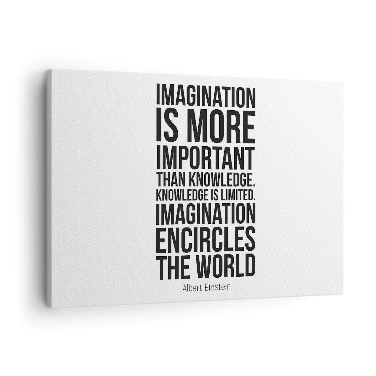 Canvas picture - Inspirational quote on a white background in black font - 70x50cm - Einstein about Power of Imagination - Modern wall decoration for the living room and bedroom ARTTOR
