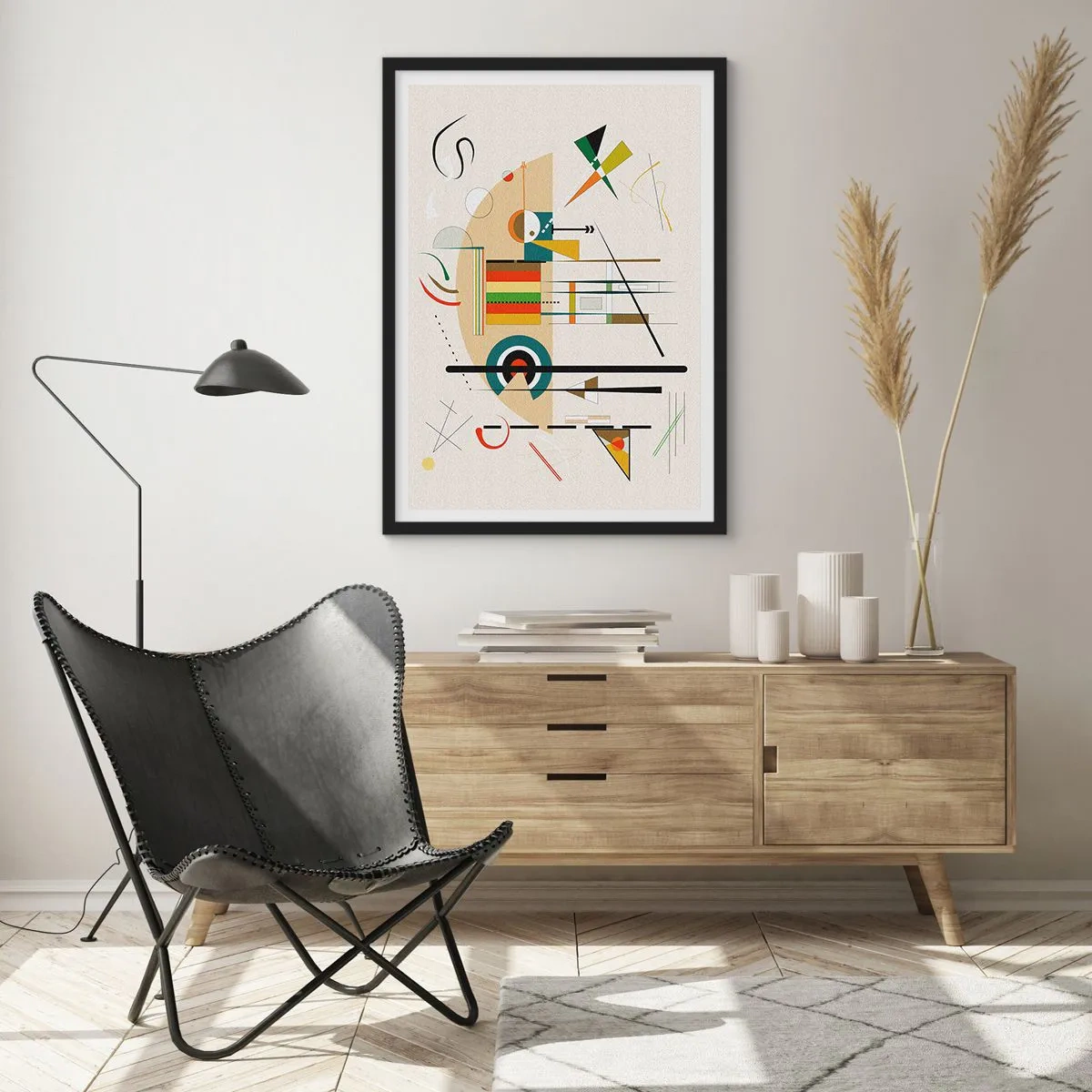 Poster in black frame - Abstract geometric composition - 50x70cm - And the World Laughs - Modern wall decoration for the living room and bedroom ARTTOR