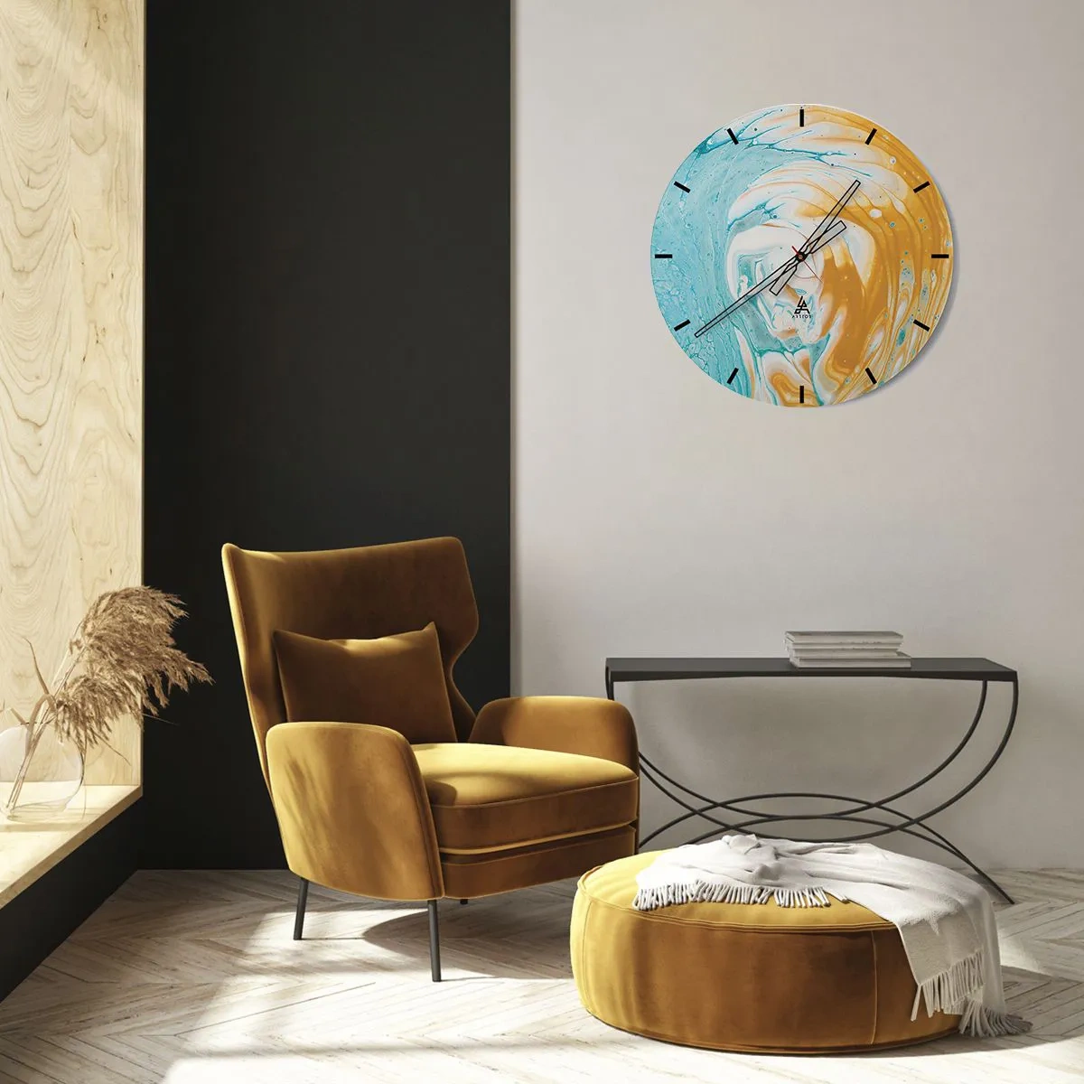 Wall clock - Clock on glass - Pastel Swirl - 40x40 cm