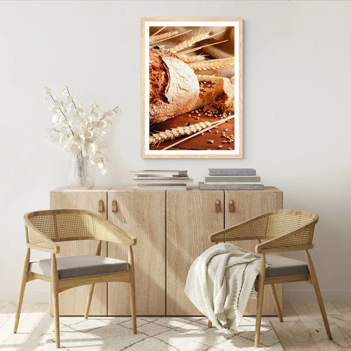 Poster in light oak frame - Tasty, Fragrant, Crunchy - 70x100 cm