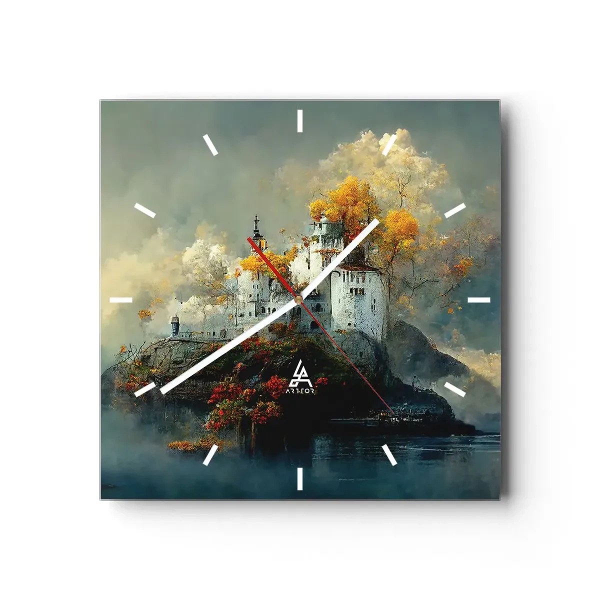 Wall clock - Clock on glass - Beginning of a Romantic Tale - 40x40 cm