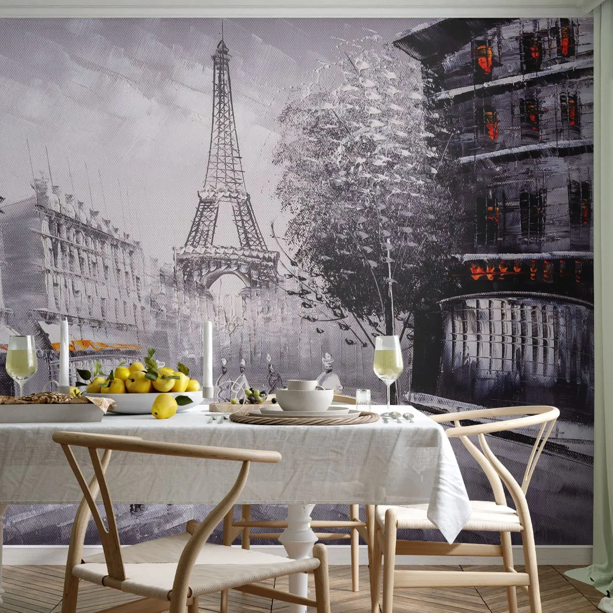 Photo Wallpaper Premium Sand - Parisian Walk - City, Paris, Eiffel Tower - 100x70 cm