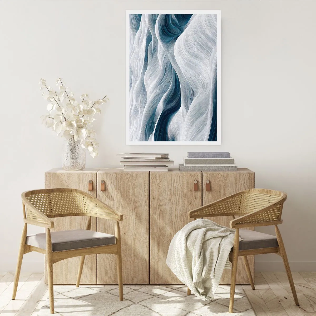 Poster - White and Blue Waves - 40x50 cm