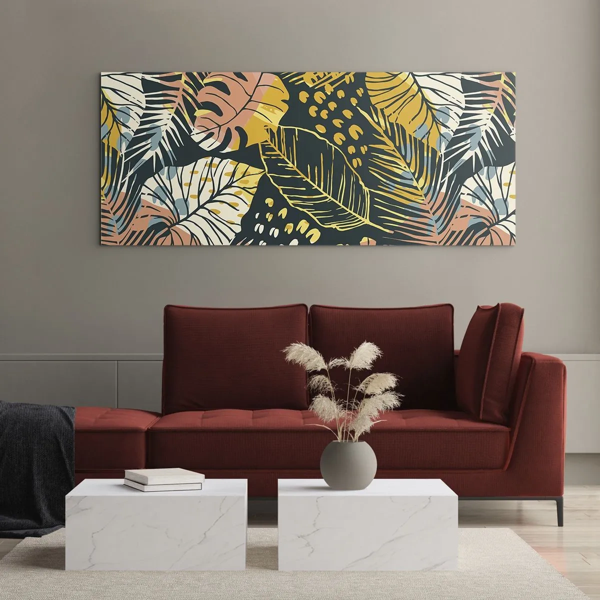 Glass picture - Leafy Fantasy - 140x50 cm