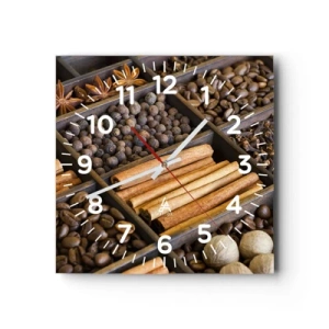 Wall clock - Clock on glass - Treasury of Aromas - 40x40 cm