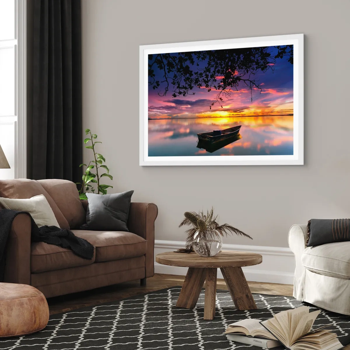 Poster in white frmae - Serenity of the Lake - 40x30 cm