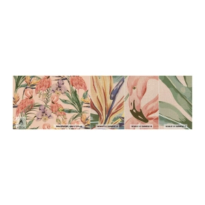 Photo Wallpaper Sample Premium Canvas - Pink Ballet among Flowers - Bird, Flamingo, Jungle - 100x30 cm