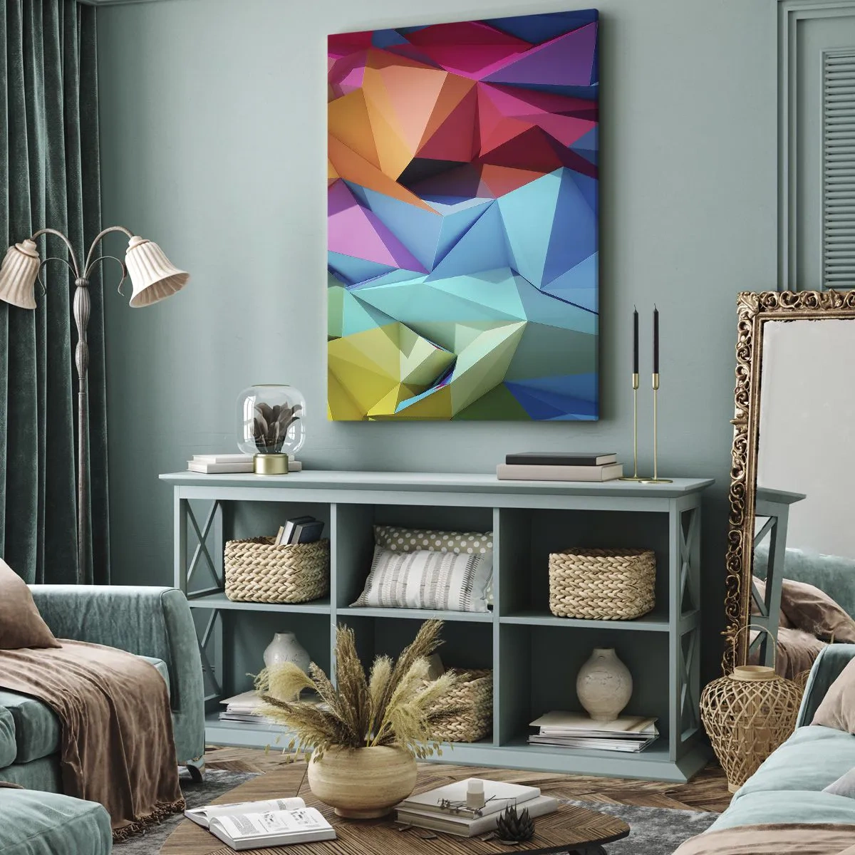 Canvas picture - Rainbow Origami - 70x100 cm
