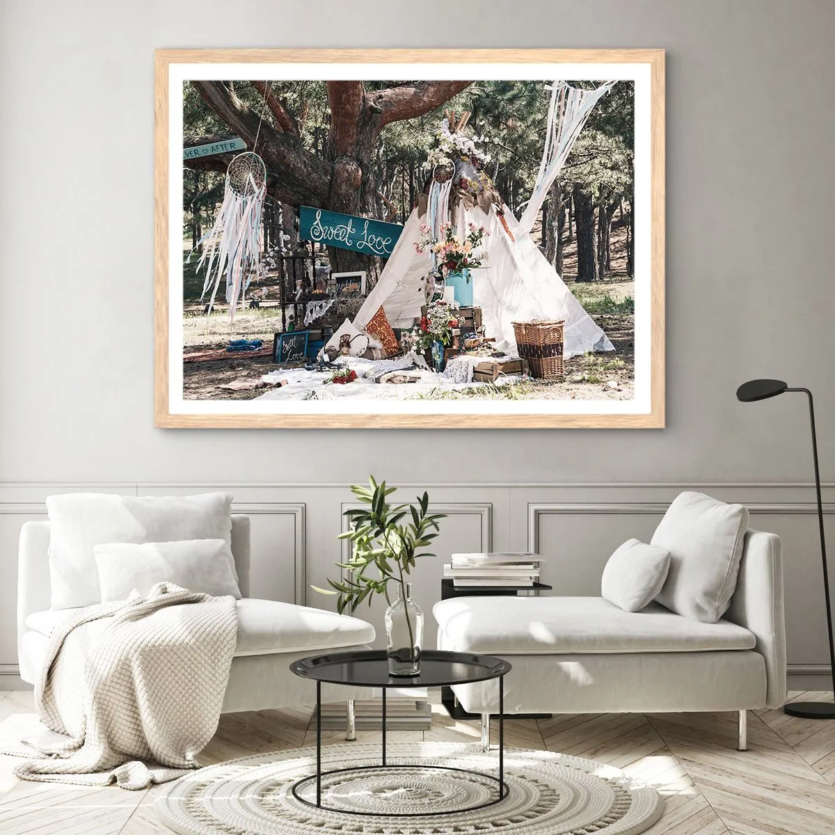 Poster in light oak frame - Make Love… - 91x61 cm