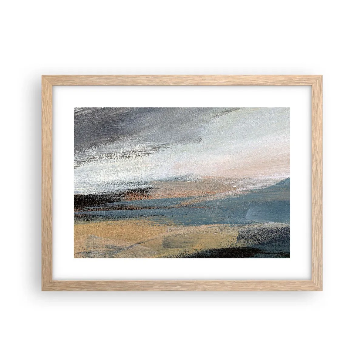 Poster in light oak frame - Abstract: Northern Landscsape - 40x30 cm