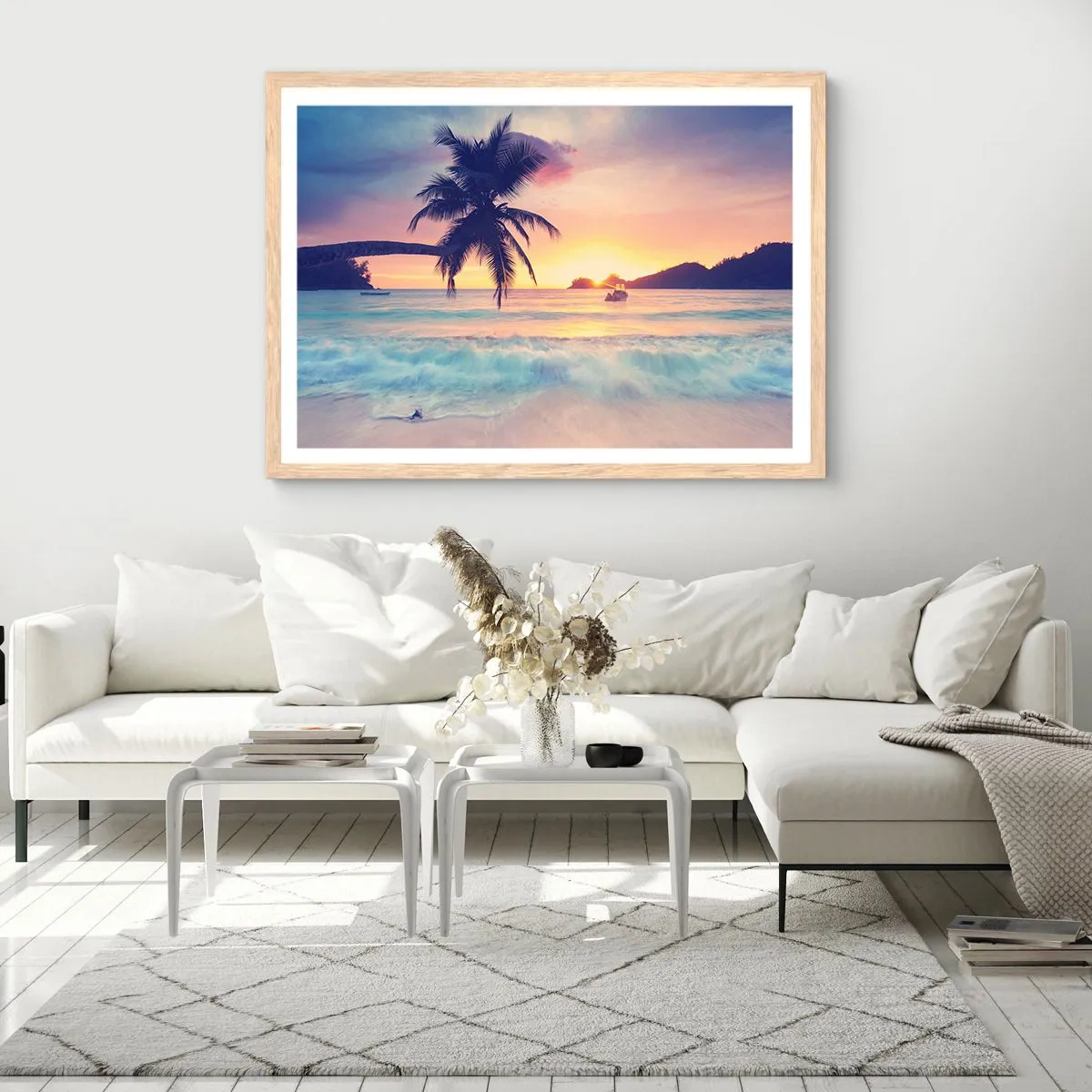 Poster in light oak frame - Evening in a Bay - 50x40 cm