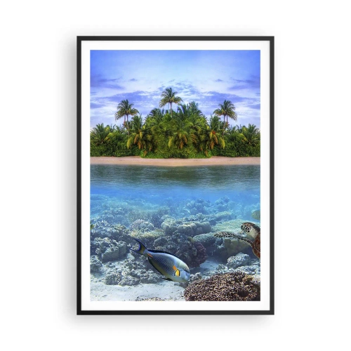 Poster in black frame - Heavenly Island Invites You - 70x100 cm