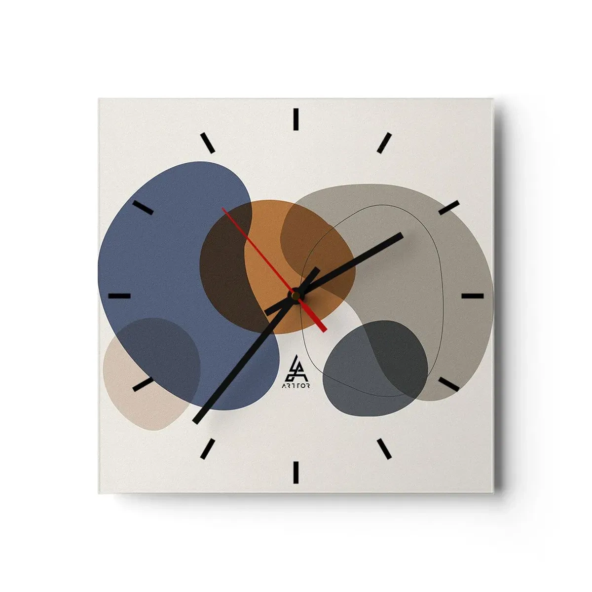 Wall clock - Clock on glass - Drops of Colours - 30x30 cm