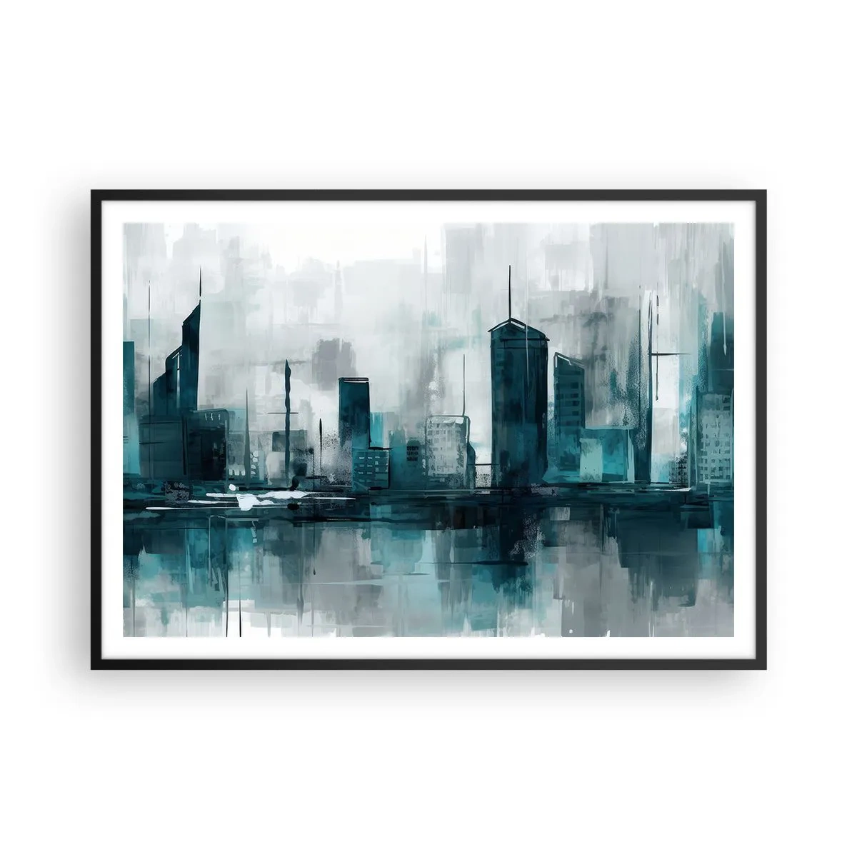 Poster in black frame - City in the Colour of Rain - 100x70 cm