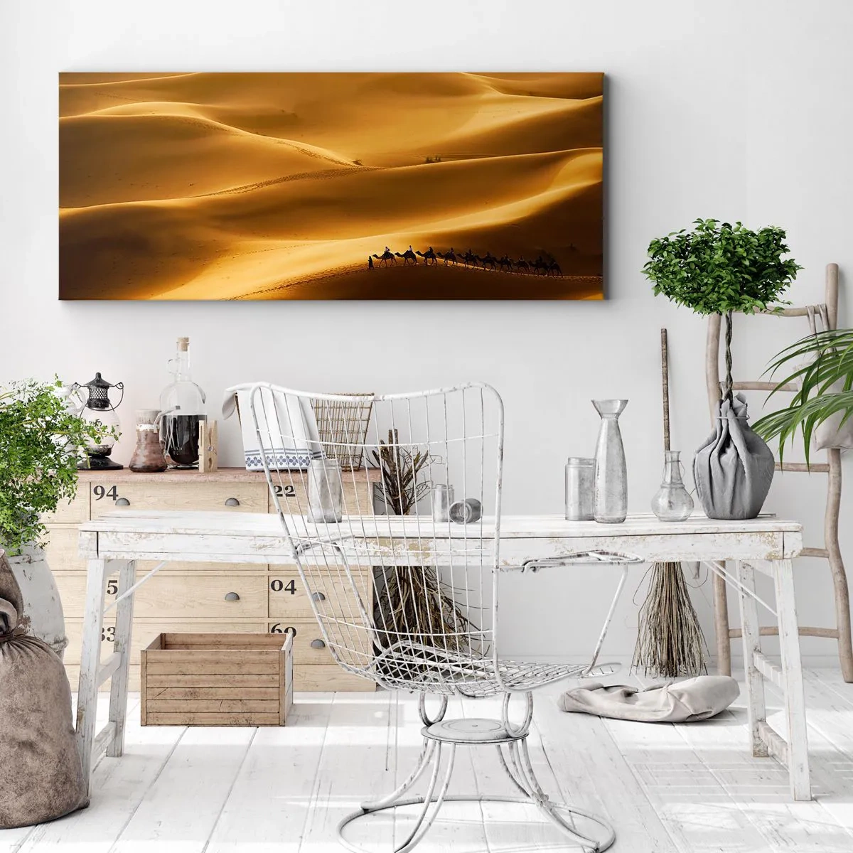 Canvas picture - Caravan on the Waves of a Desert - 140x50 cm
