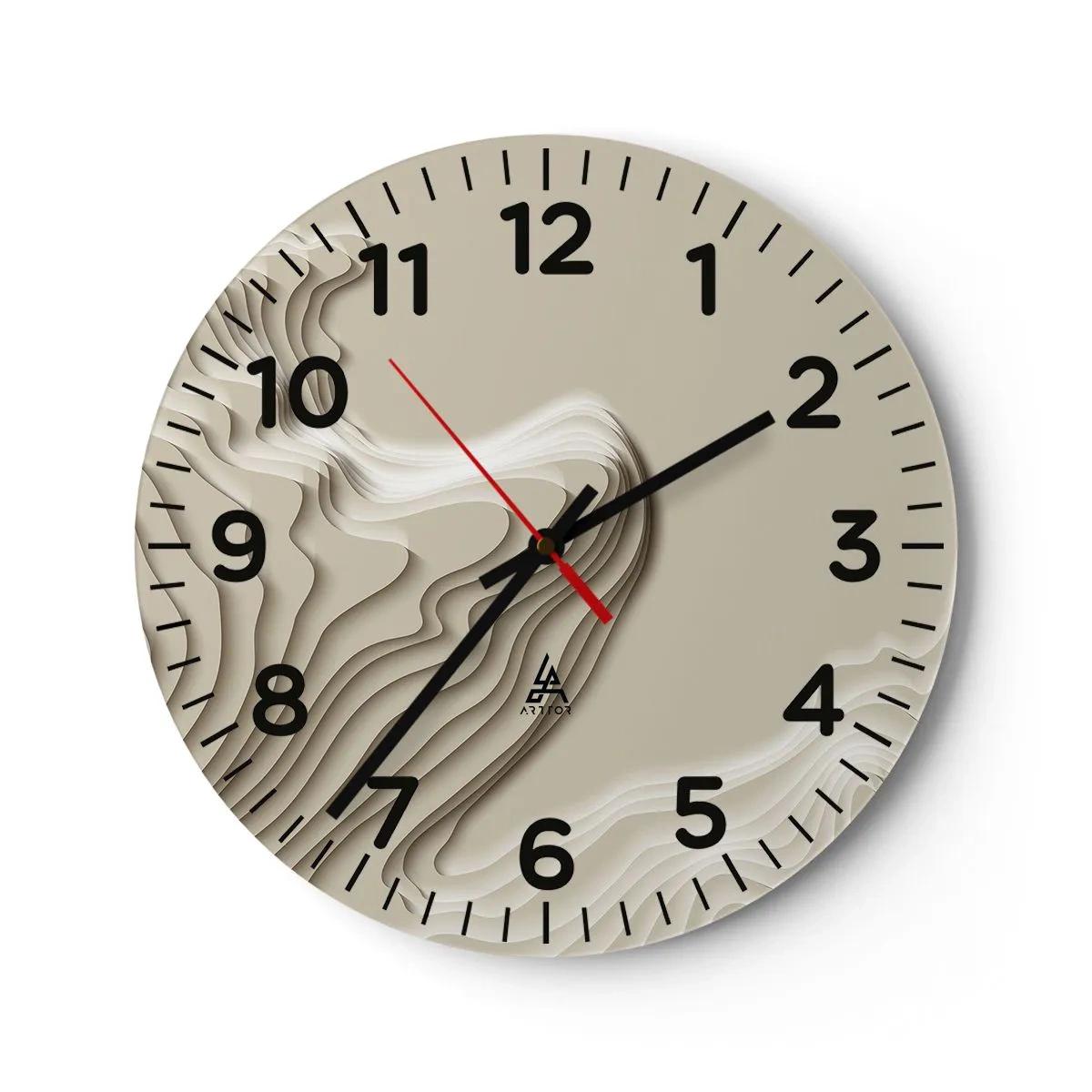 Wall clock - Clock on glass - Topography of Art. - 30x30 cm