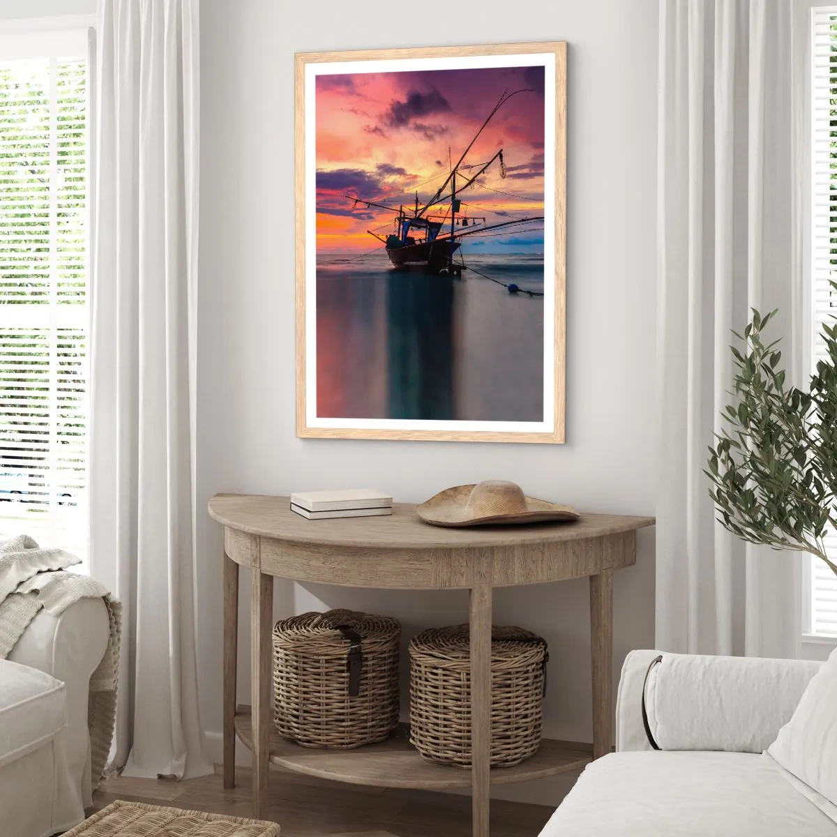 Poster in light oak frame - Exotic Evening - 70x100 cm