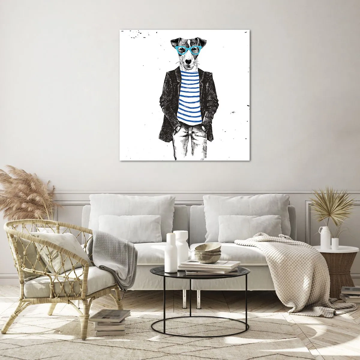 Glass picture - Gentleman Dog - 70x70 cm