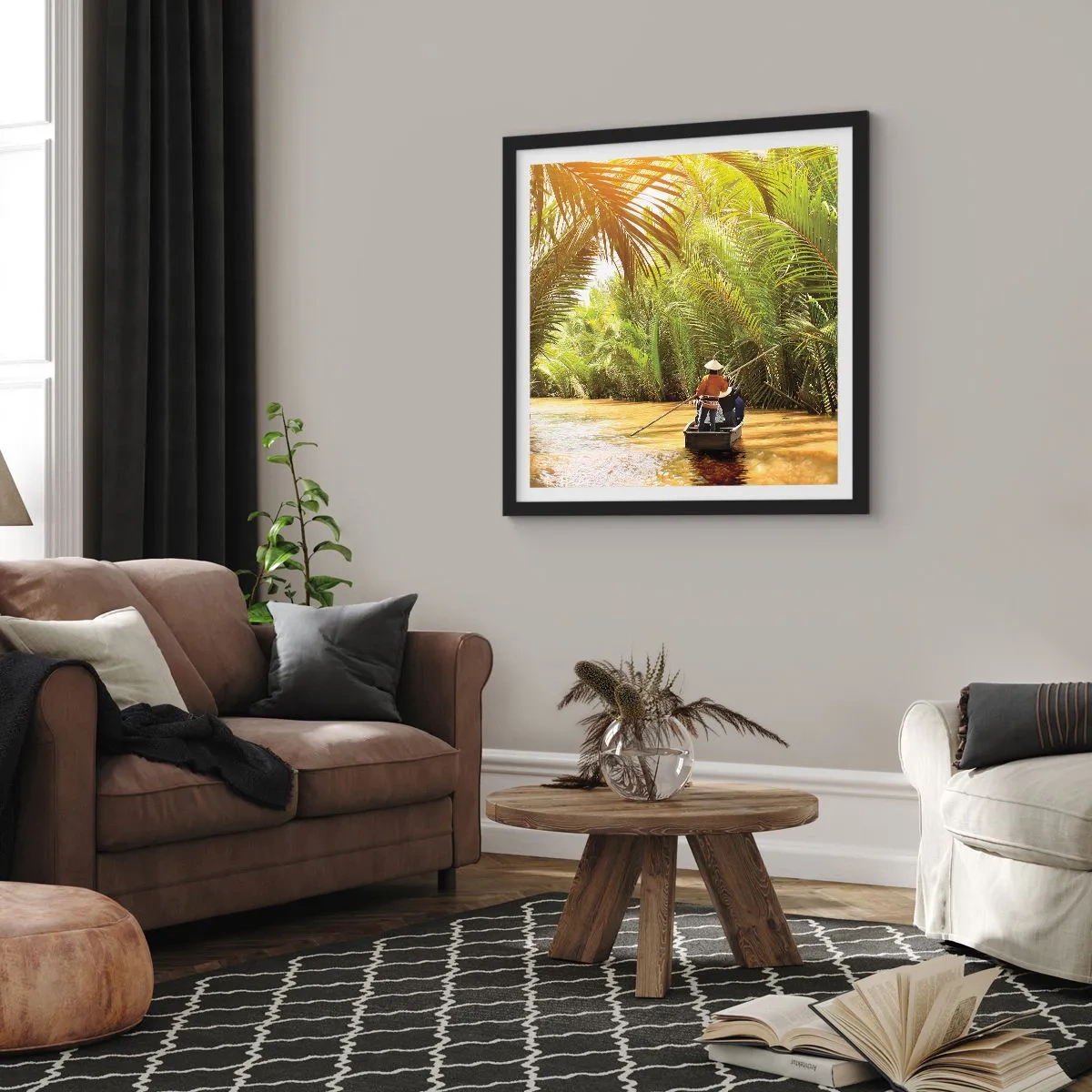 Poster in black frame - Through a Palm Ravine - 40x40 cm