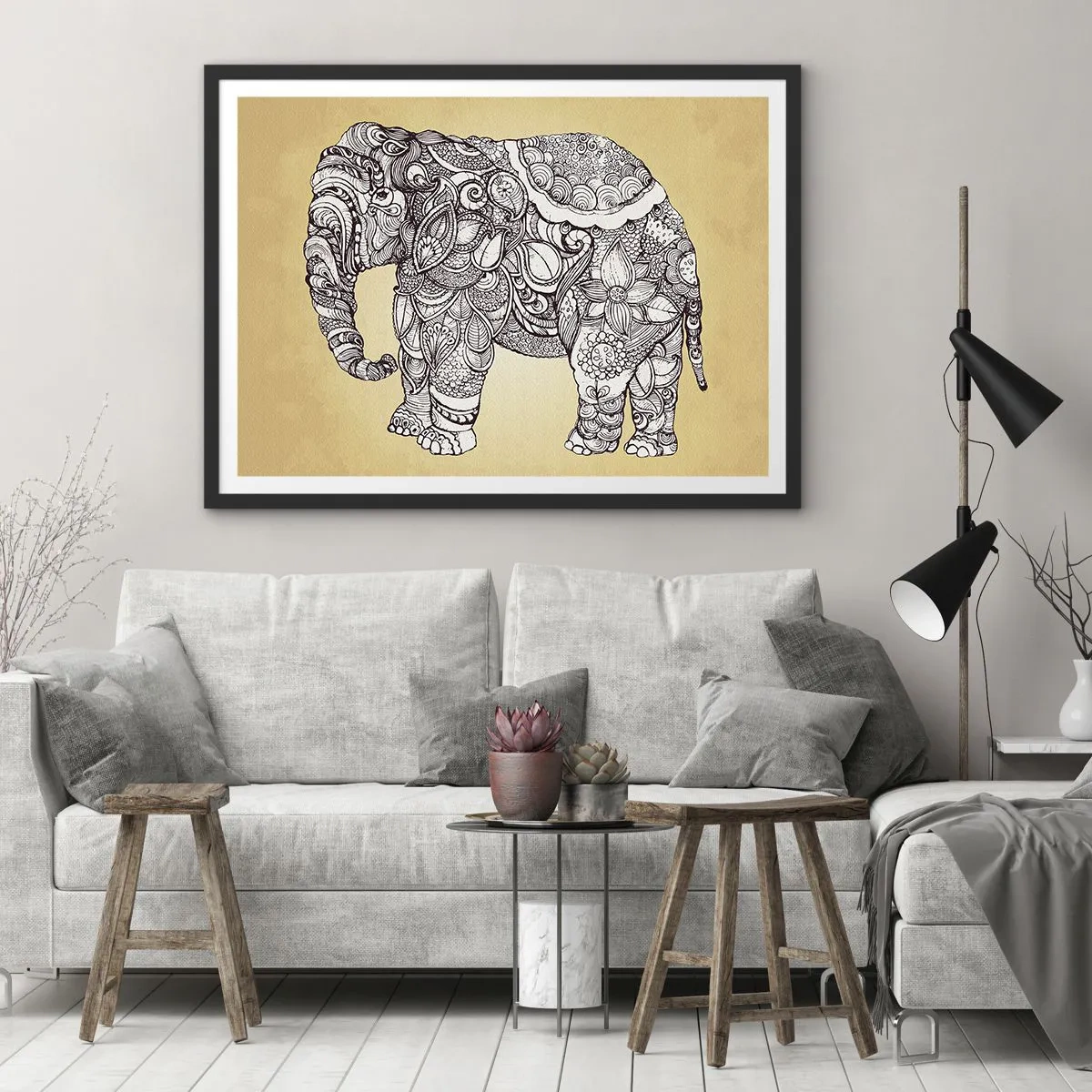 Poster in black frame - Hidden Elephant - 50x40 cm