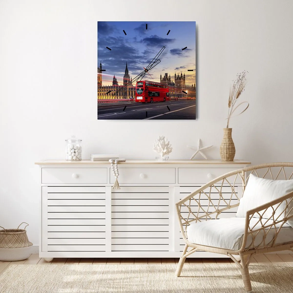 Wall clock - Clock on glass - Characteristic Landmarks - 40x40 cm