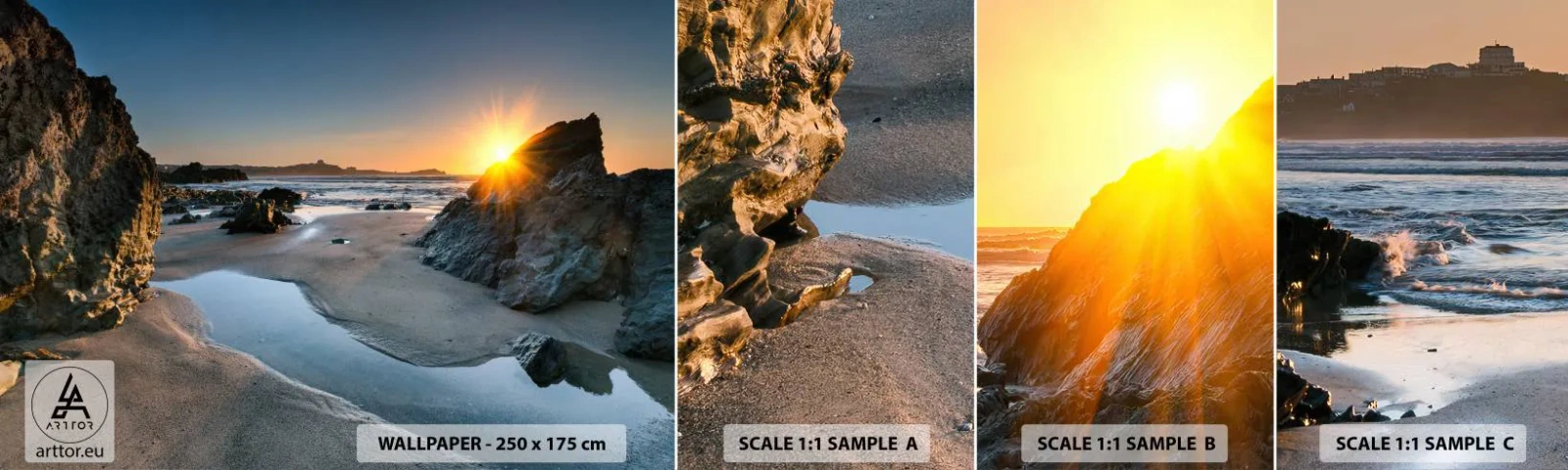 Photo Wallpaper Sample Self-Adhesive Deluxe Sticker - Untouched by Human Hand - Landscape, Beach, Cornish coast - 100x30 cm