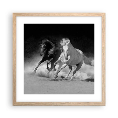 Poster in light oak frame - Gallop of Freedom - 40x40 cm