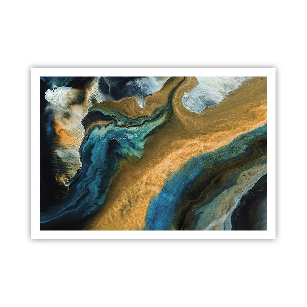 Poster - Blue -Yellow - Mutal Influences - 100x70 cm