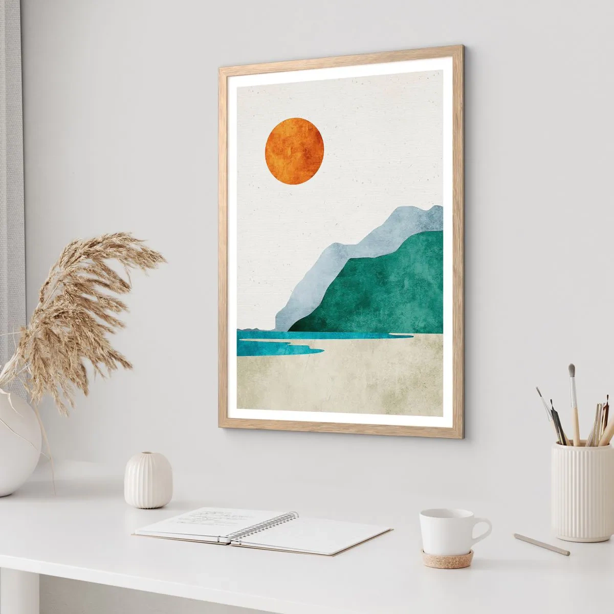Poster in light oak frame - Proper Landscape - 70x100 cm