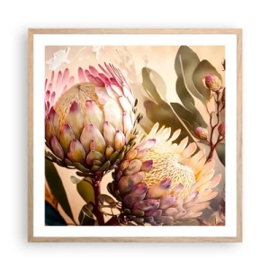 Poster in light oak frame - Tender Caress - 60x60 cm