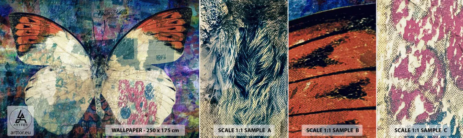 Photo Wallpaper Sample Self-Adhesive Deluxe Sticker - Subtle Fragility - Butterfly, Abstraction, Piece - 100x30 cm