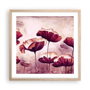 Poster in light oak frame - Red and White Flake - 50x50 cm