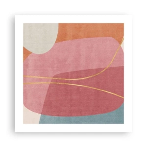 Poster - Pastel Composition with a Golden Note - 50x50 cm