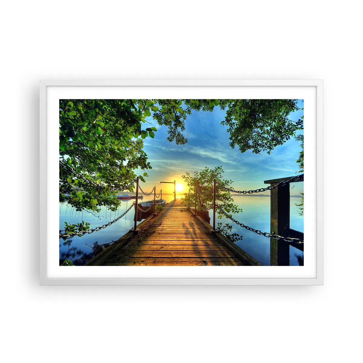 Poster in white frmae - Sunset by the Water - 70x50 cm
