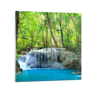 Glass picture - Drowning in Turquoise and Green - 50x50 cm