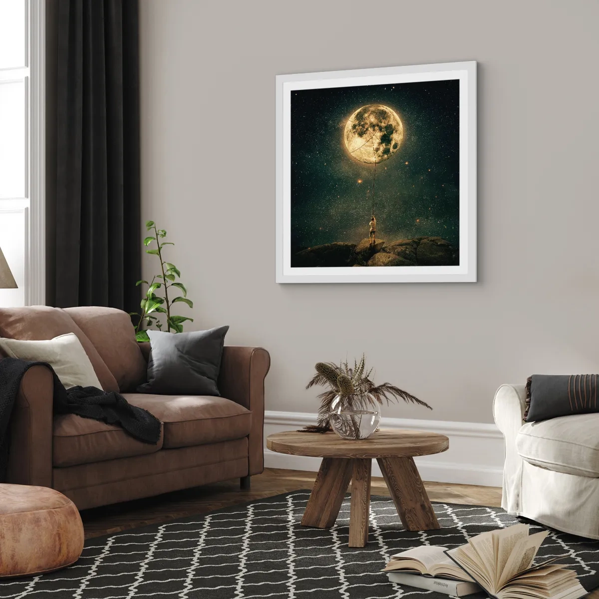 Poster in white frmae - One that Stole the Moon - 60x60 cm