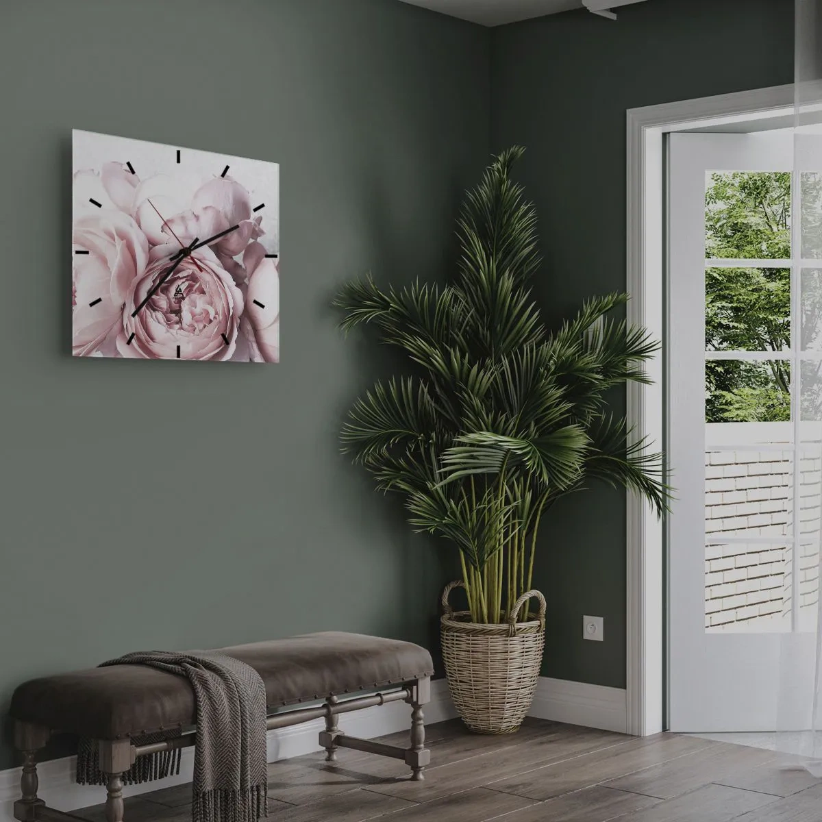 Wall clock - Clock on glass - for the Romantics - 30x30 cm