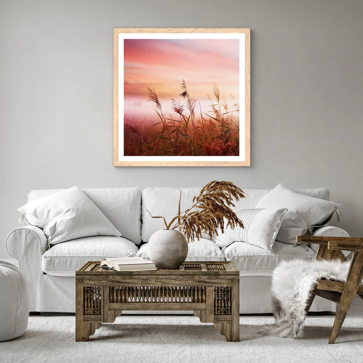 Poster in light oak frame - Blowing in the Wind - 40x40 cm