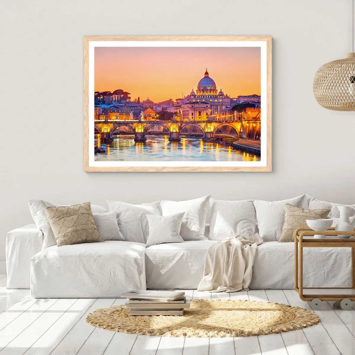 Poster in light oak frame - Twilight over Eternal City - 40x30 cm