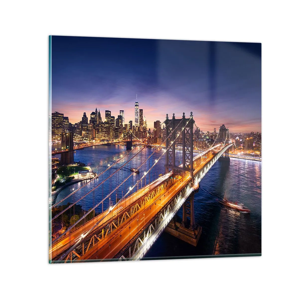 Glass picture - Down the Illuminated Bridge - 30x30 cm