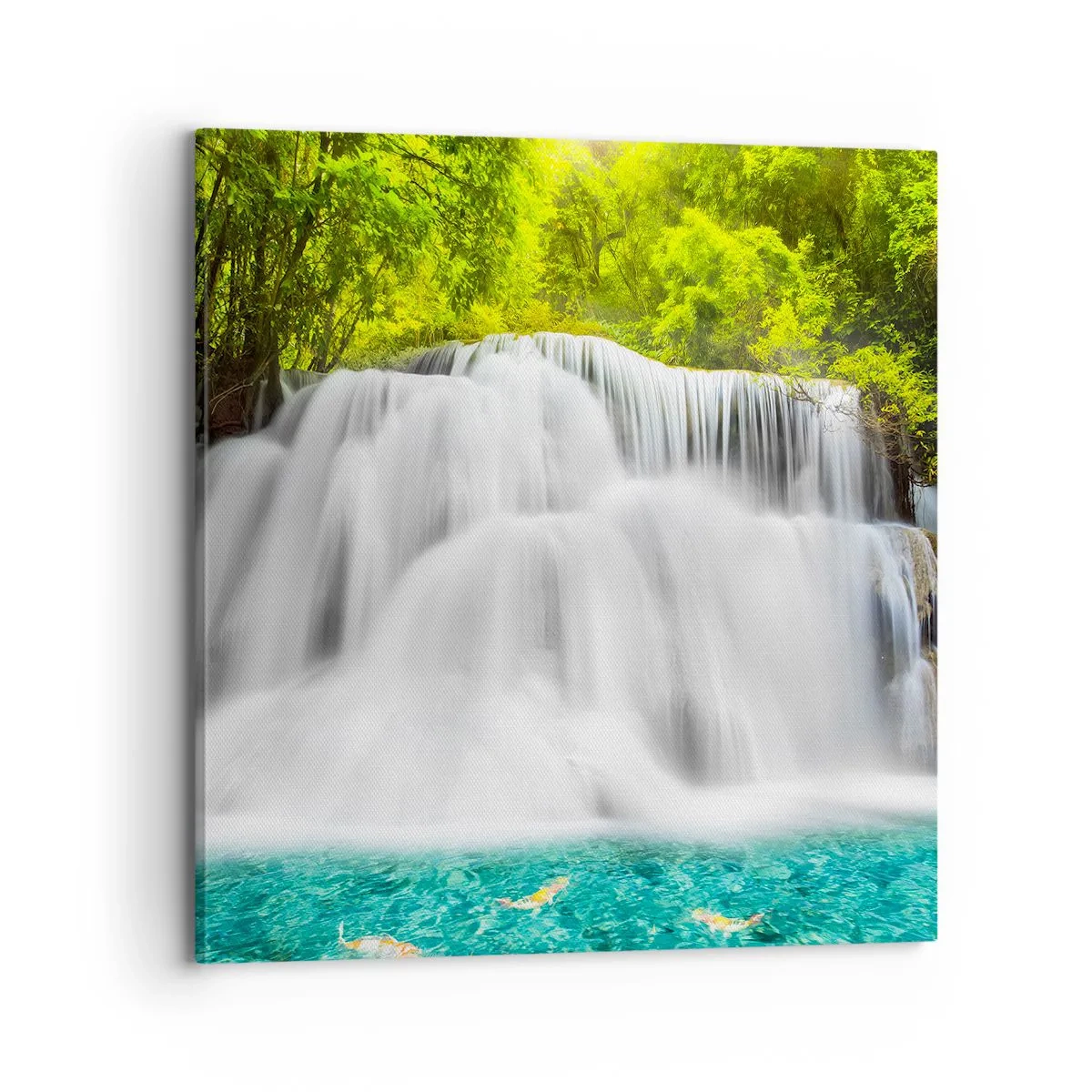 Canvas picture - Foamy Cascade from Green to Azure - 70x70 cm