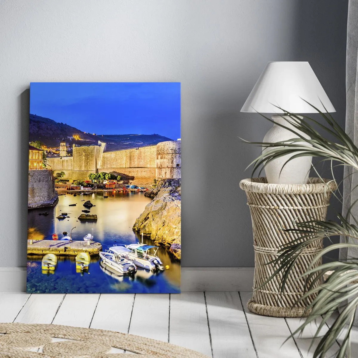 Canvas picture - Bright Night by the Adriatic Sea - 55x100 cm