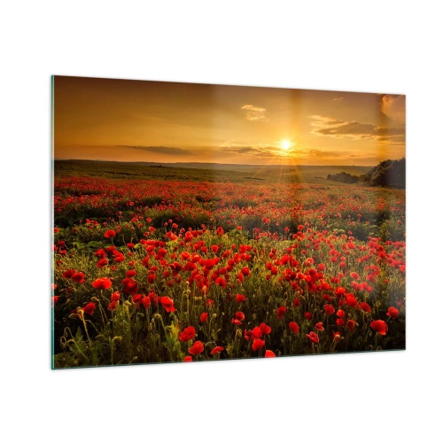 Glass picture - In the Meadow, among Flood of Flowers - 100x70 cm
